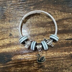 2/$5 Elegant Silver and Black Charm Bracelet